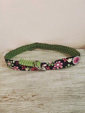 Belly Loops Fabric Belt Floral Dot Multi Pink Green